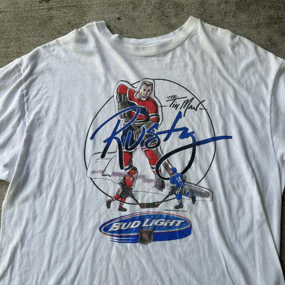 Vintage 1999 Bud Light Rusty the Tin Man Montreal Canadiens Hockey T-Shirt